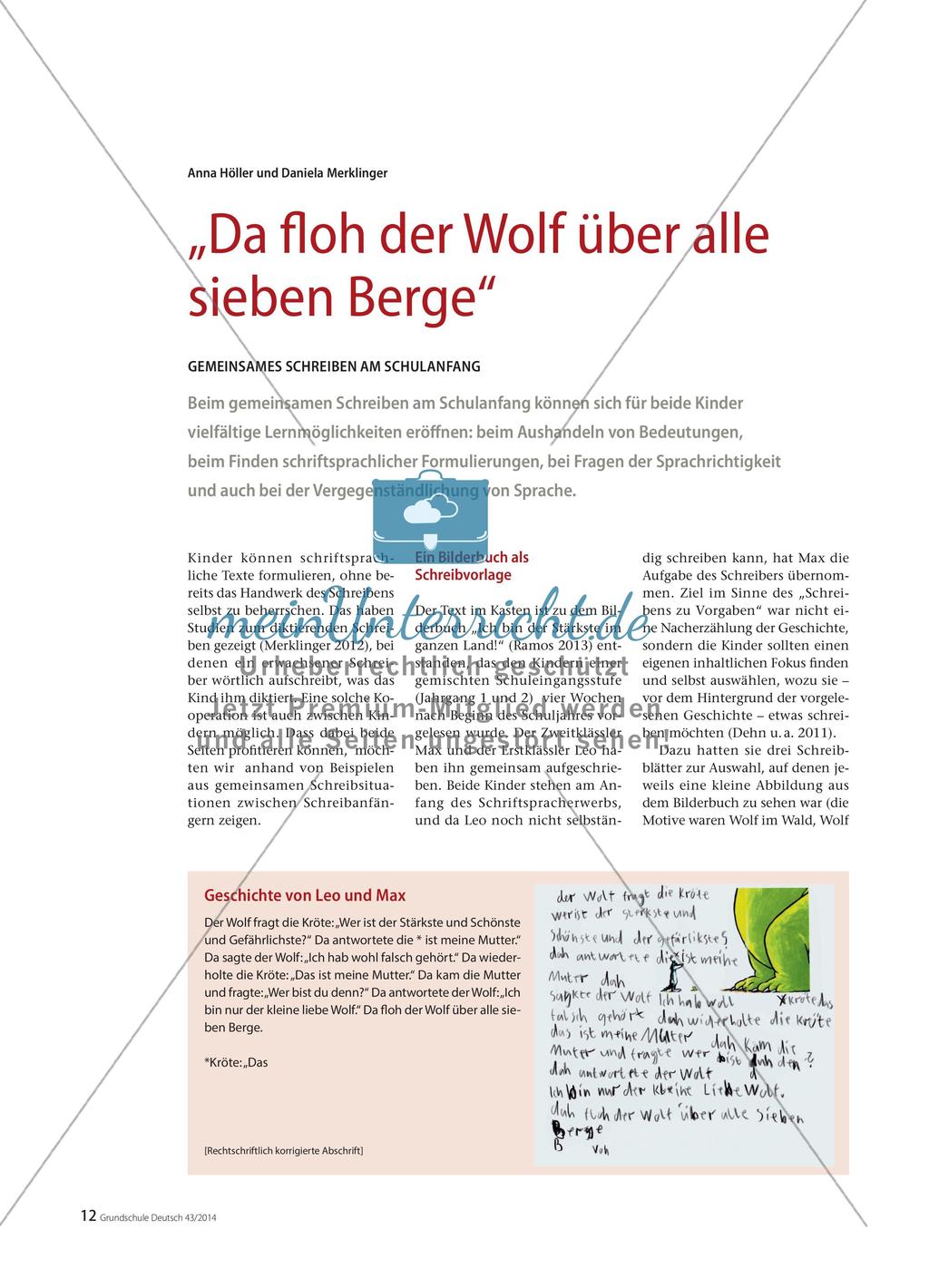 „Da floh der Wolf über alle sieben Berge“ - Gemeinsames Schreiben am Schulanfang Preview 1
