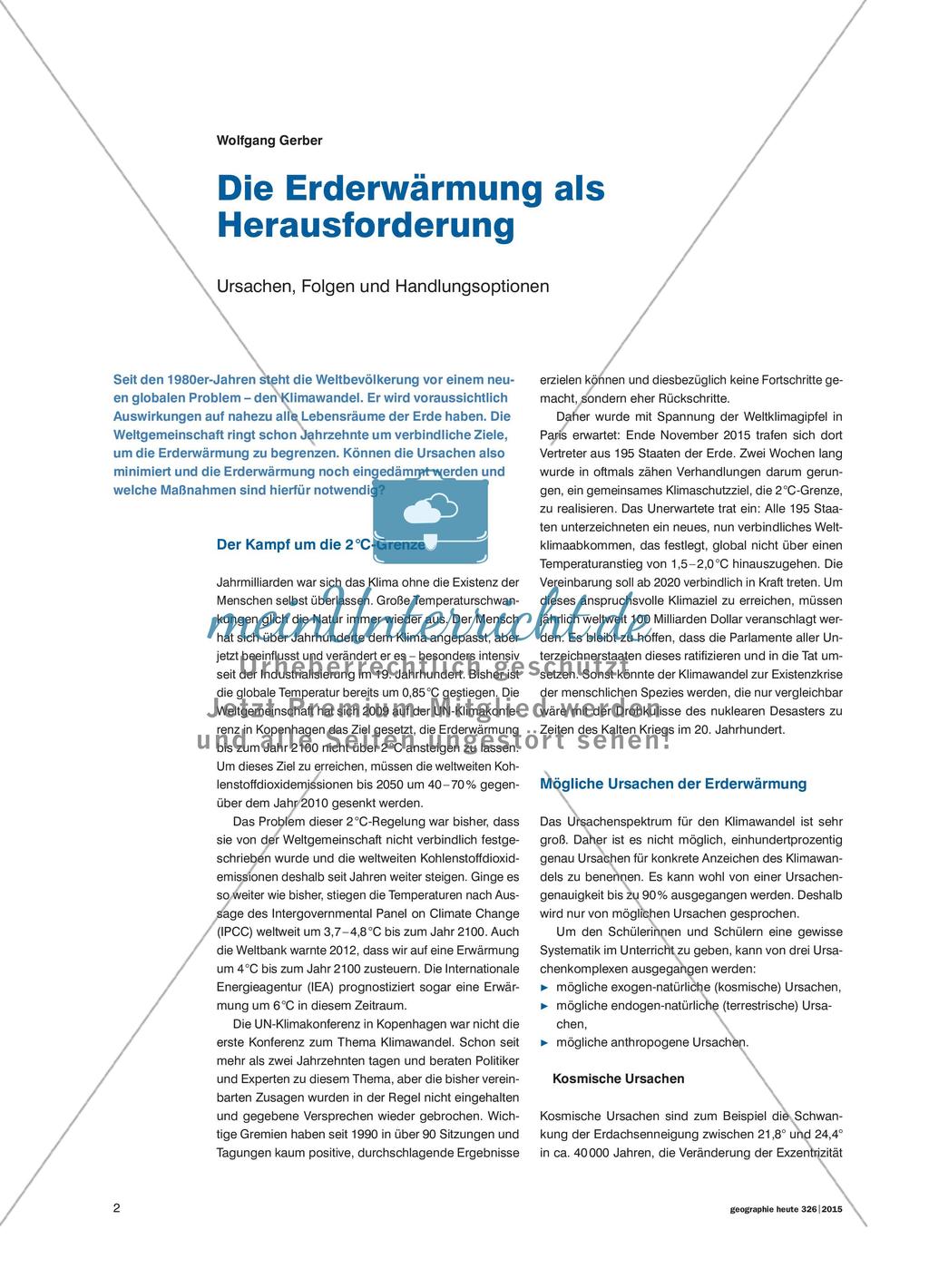 Die Erderwärmung als Herausforderung - Ursachen, Folgen und Handlungsoptionen Preview 1