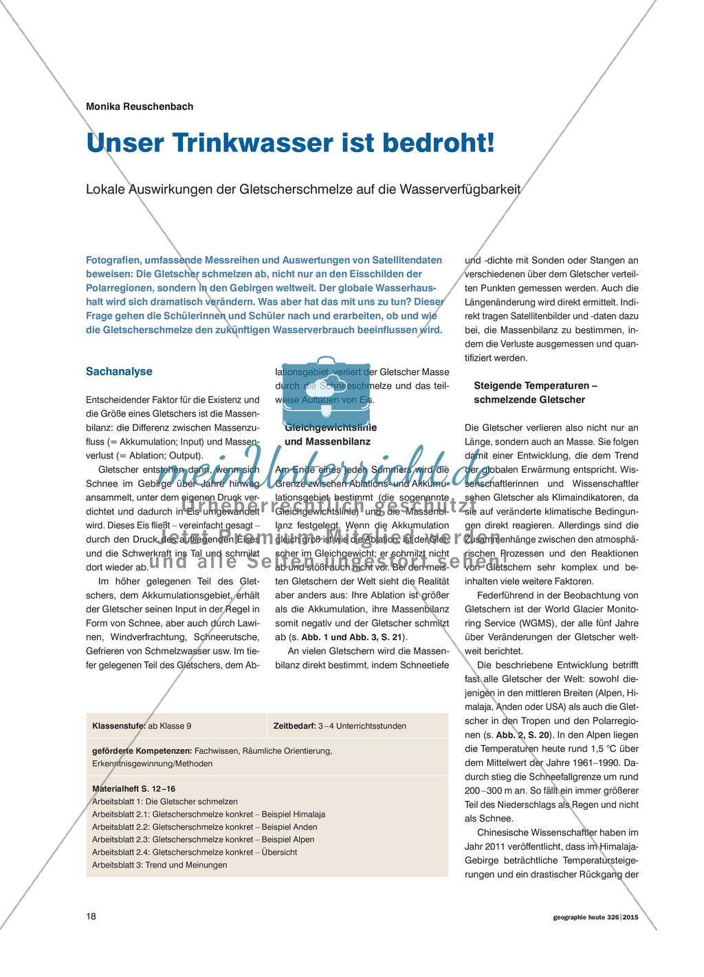 Unser Trinkwasser ist bedroht! - Lokale Auswirkungen der Gletscherschmelze auf die Wasserverfügbarkeit Preview 1