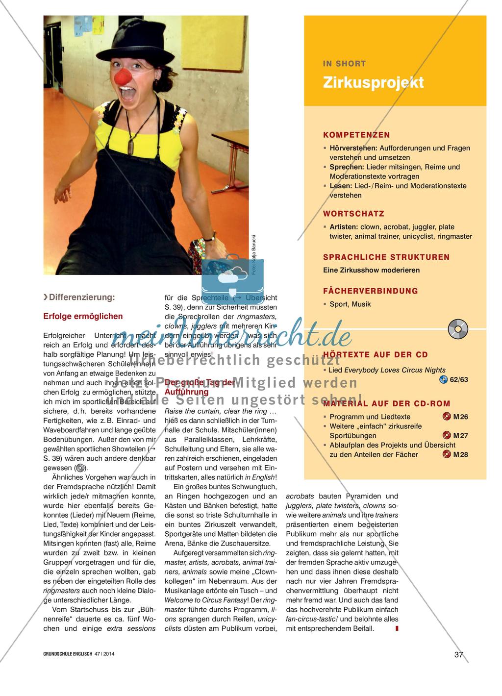 Everybody Loves Circus Nights! - Integrierter Englischunterricht in einem Zirkusprojekt Preview 2