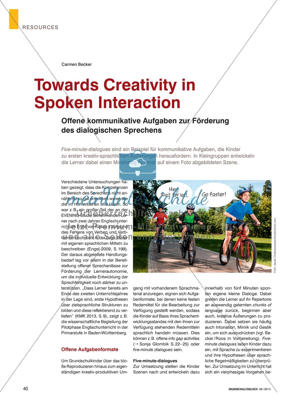 Towards Creativity in Spoken Interaction - Offene kommunikative Aufgaben zur Förderung des dialogischen Sprechens Preview 1