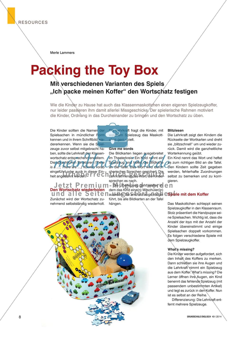 Packing the Toy Box - Mit verschiedenen Varianten des Spiels „Ich packe meinen Koffer“ den Wortschatz festigen Preview 1