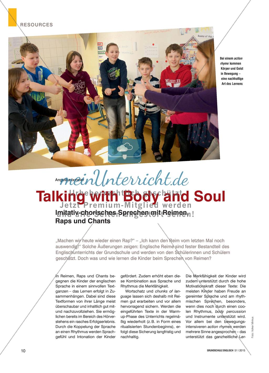 Talking with Body and Soul - Imitativ-chorisches Sprechen mit Reimen, Raps und Chants Preview 1