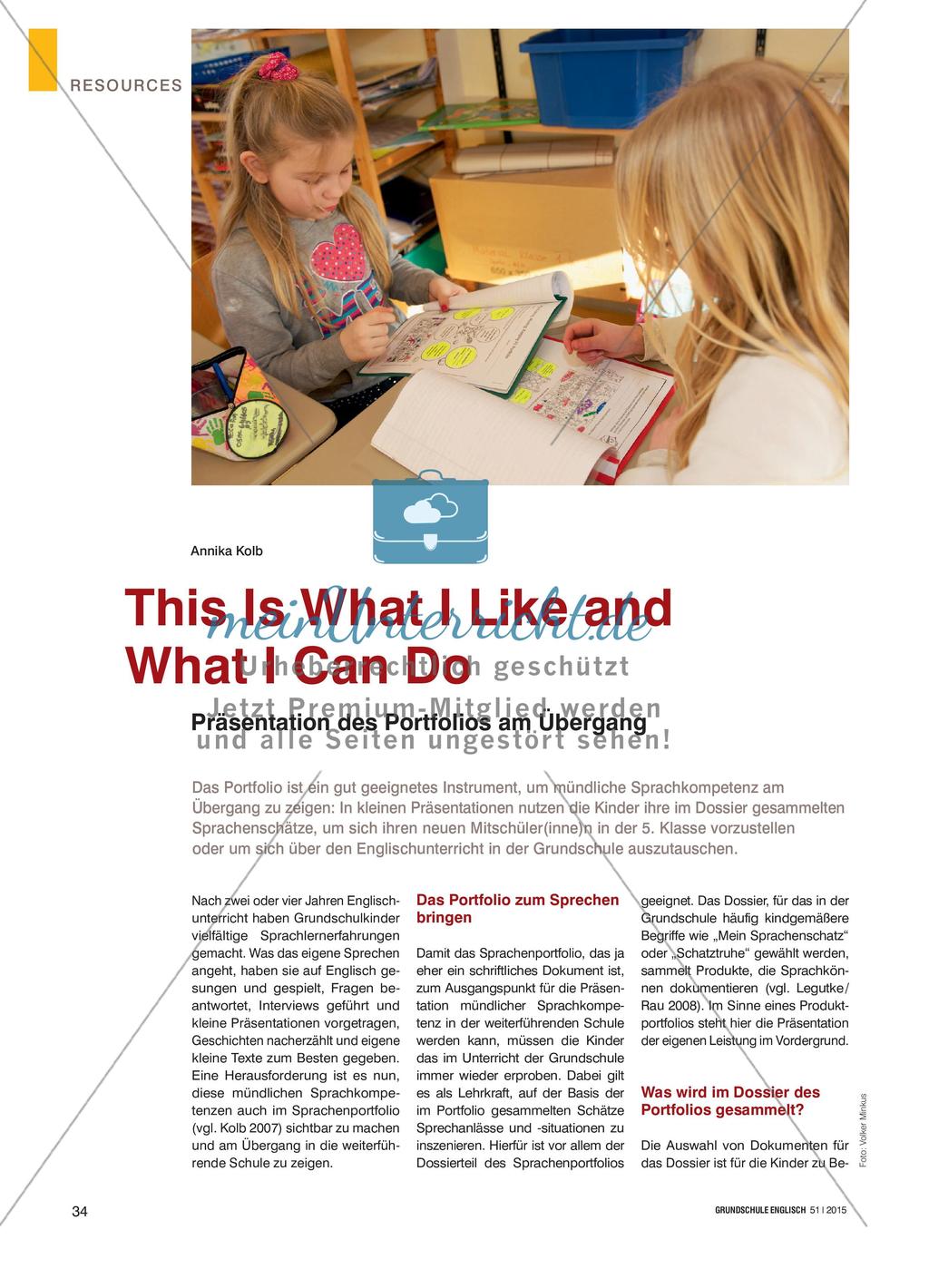 This Is What I Like and What I Can Do - Präsentation des Portfolios am Übergang Preview 1