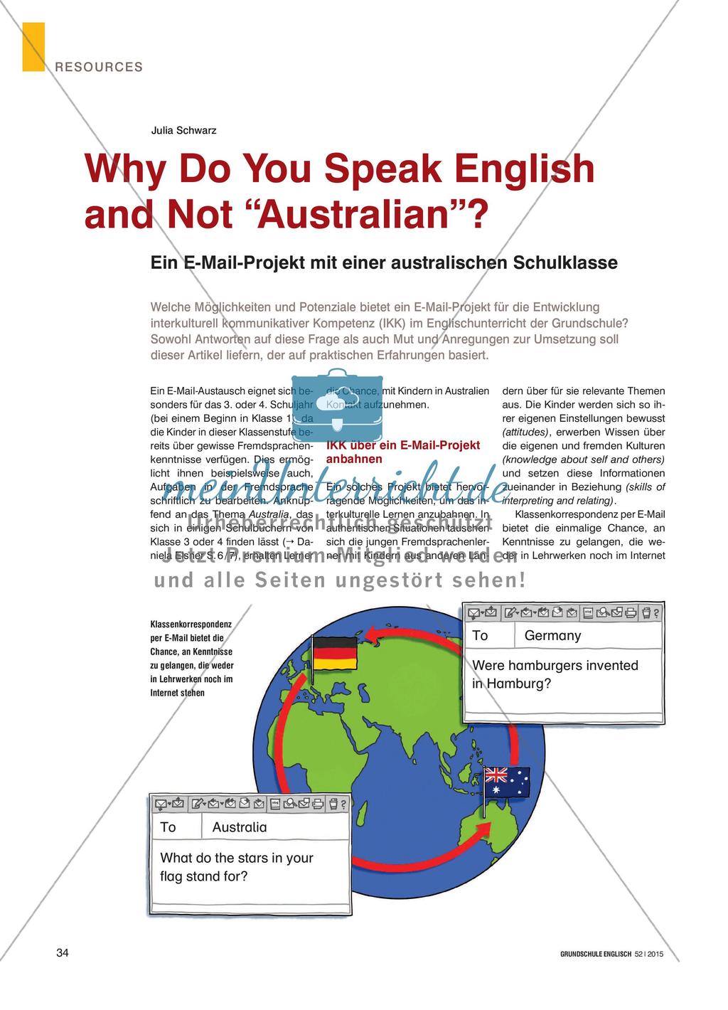 Why Do You Speak English and Not “Australian”? - Ein E-Mail-Projekt mit einer australischen Schulklasse Preview 1