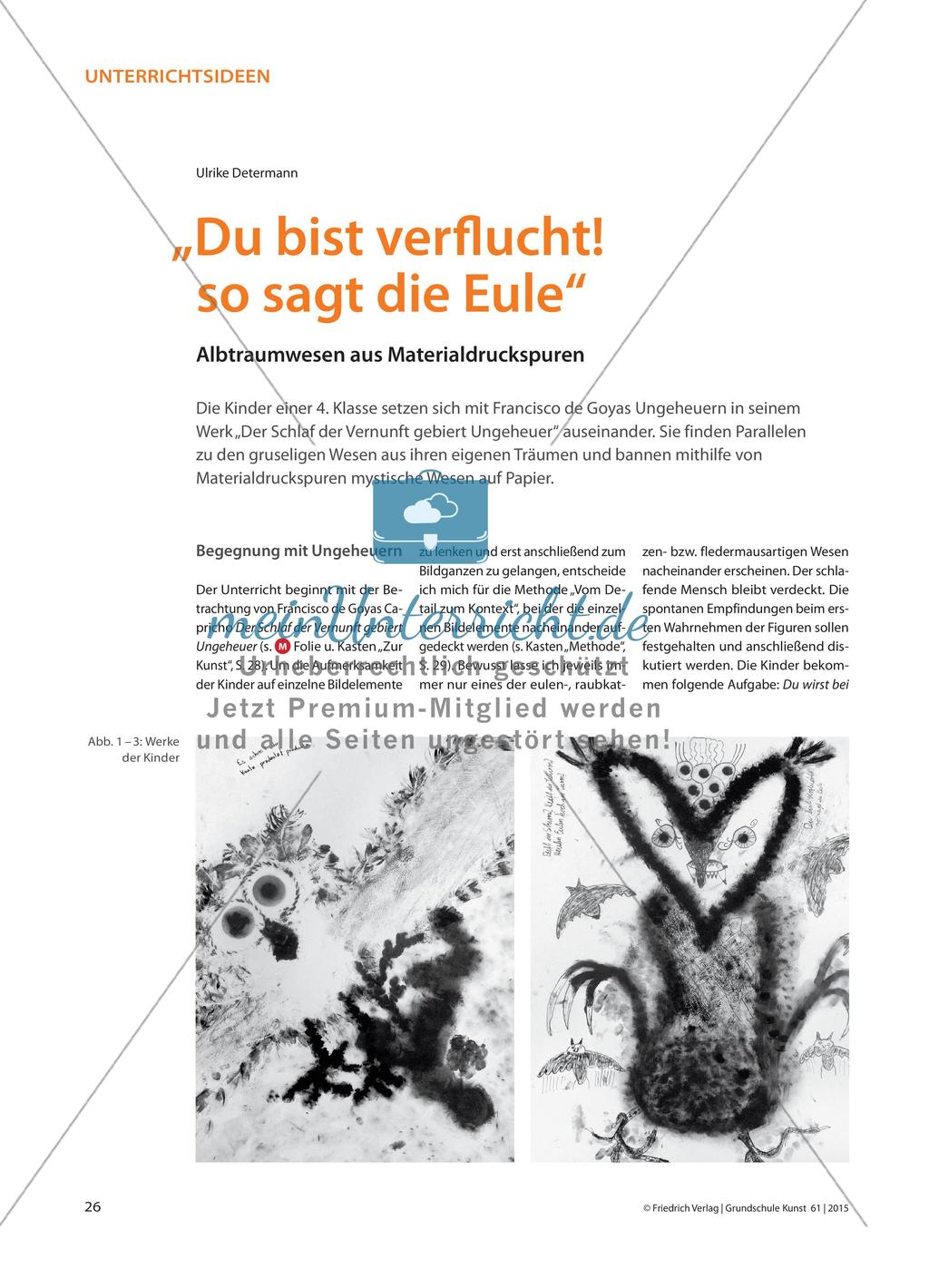 „Du bist verflucht! so sagt die Eule“ - Albtraumwesen aus Materialdruckspuren Preview 1