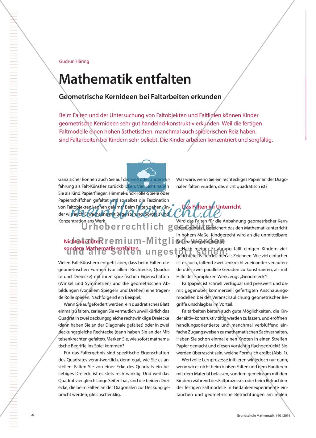 Lernziele des Faltens in Mathematik Preview 1