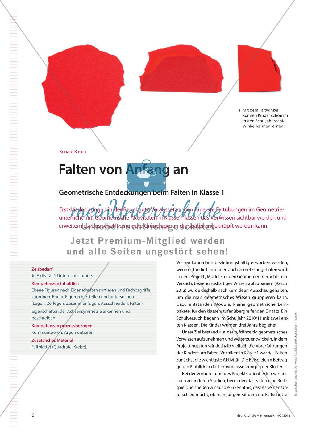 Geometrische Entdeckungen beim Falten in Klasse 1 Preview 1