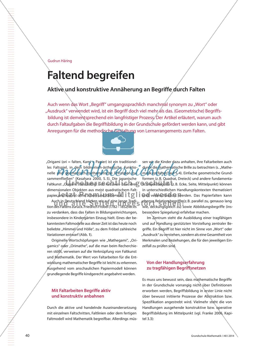 Aktive und konstruktive Annäherung an Begriffe durch Falten Preview 1