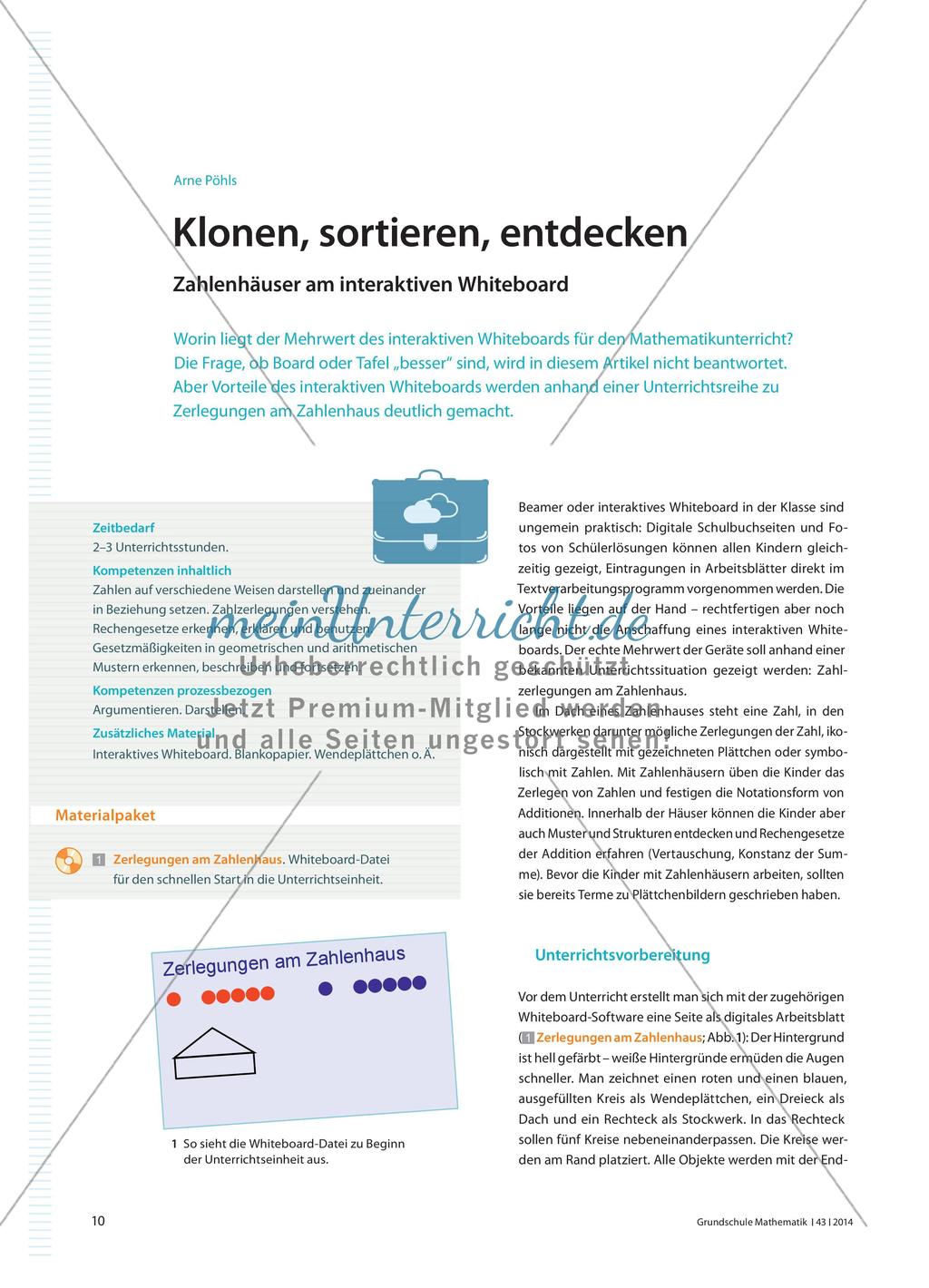 Klonen, sortieren, entdecken - Zahlenhäuser am interaktiven Whiteboard Preview 1