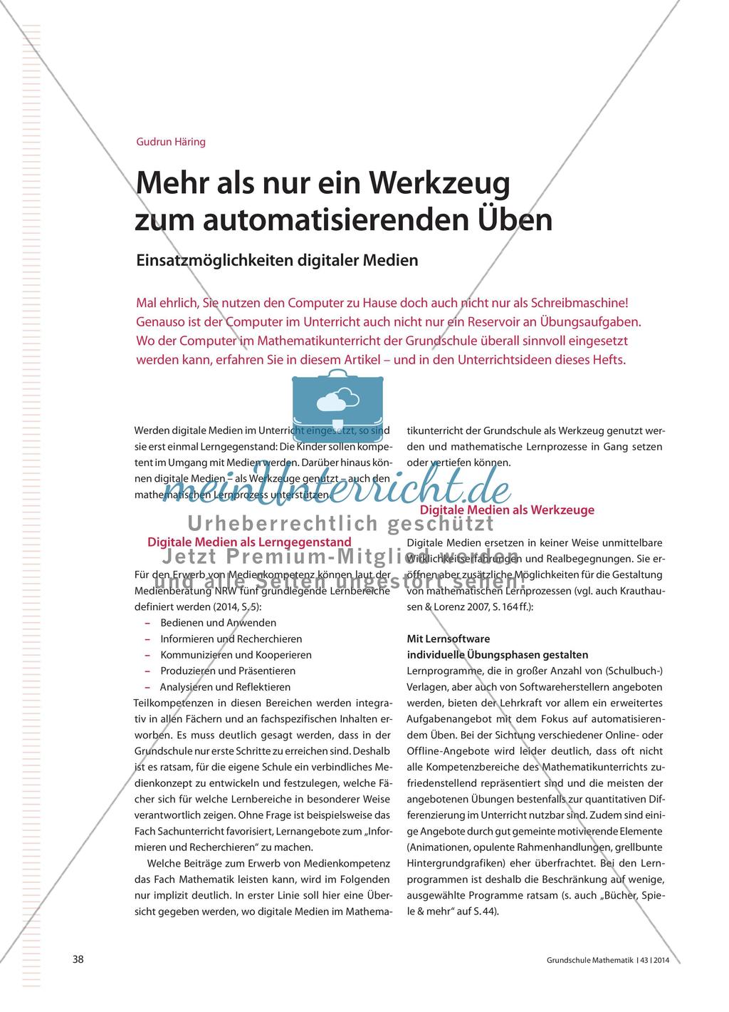 Mehr als nur ein Werkzeug zum automatisierenden Üben - Einsatzmöglichkeiten digitaler Medien Preview 1