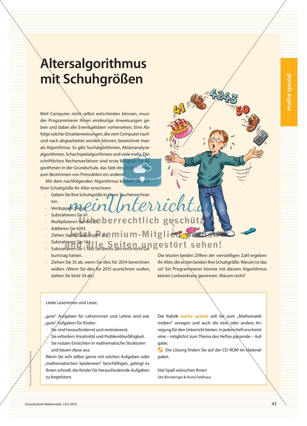 mathe spezial - Altersalgorithmus mit Schuhgrößen Preview 1