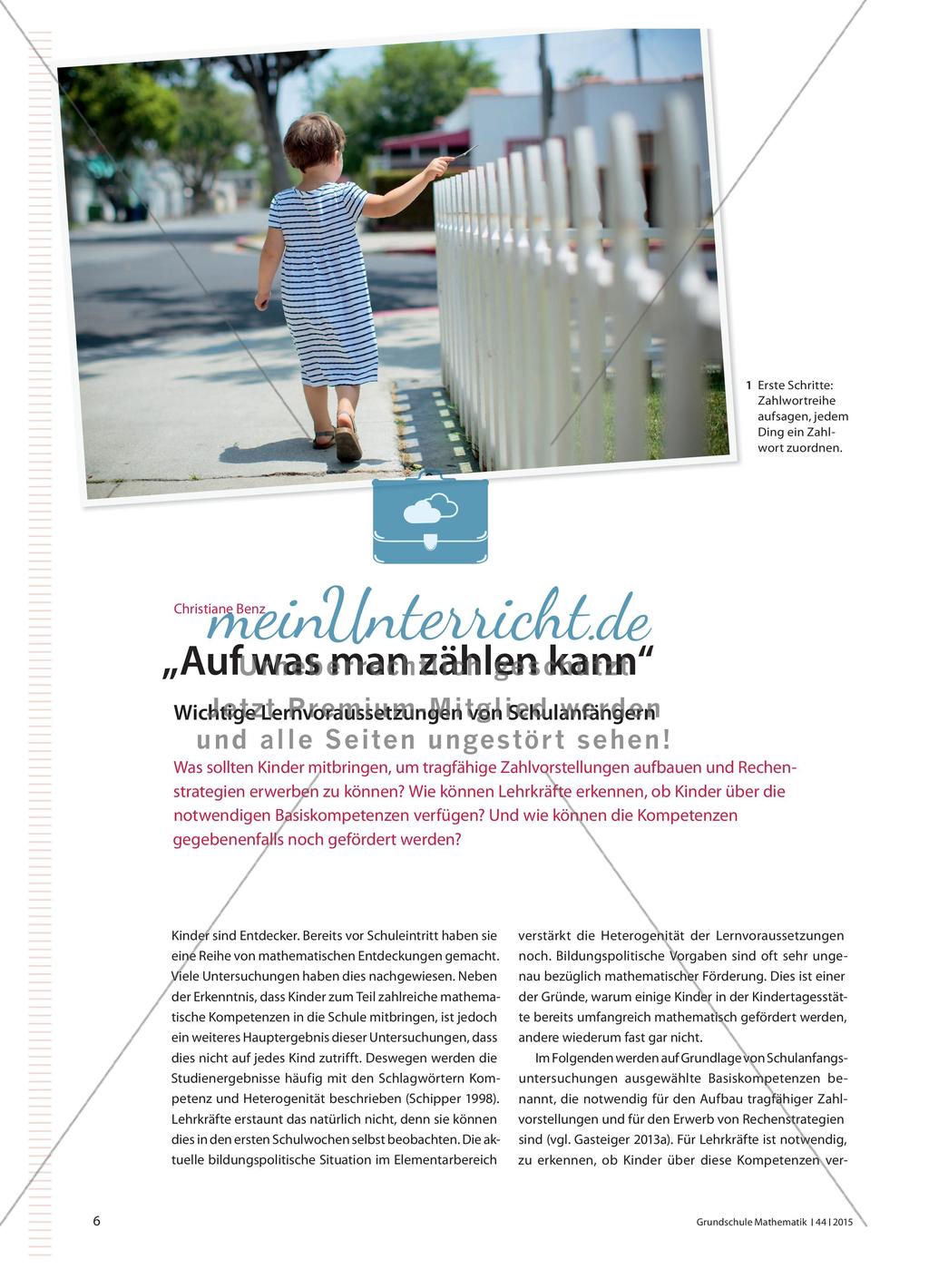 „Auf was man zählen kann“ - Wichtige Lernvoraussetzungen von Schulanfängern Preview 1