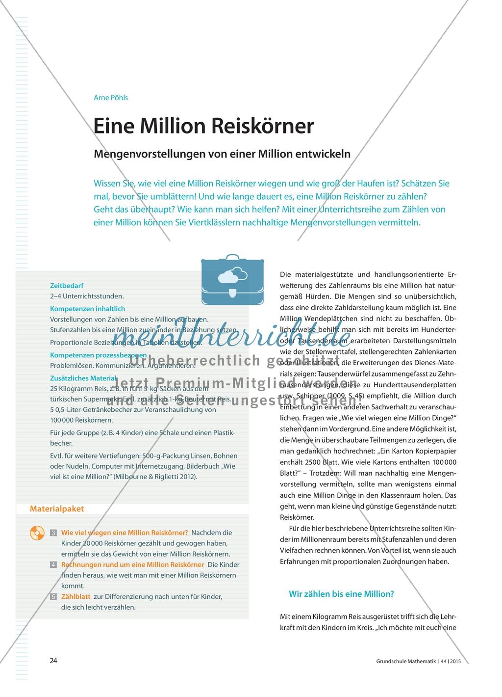 Eine Million Reiskörner - Mengenvorstellungen von einer Million entwickeln Preview 1