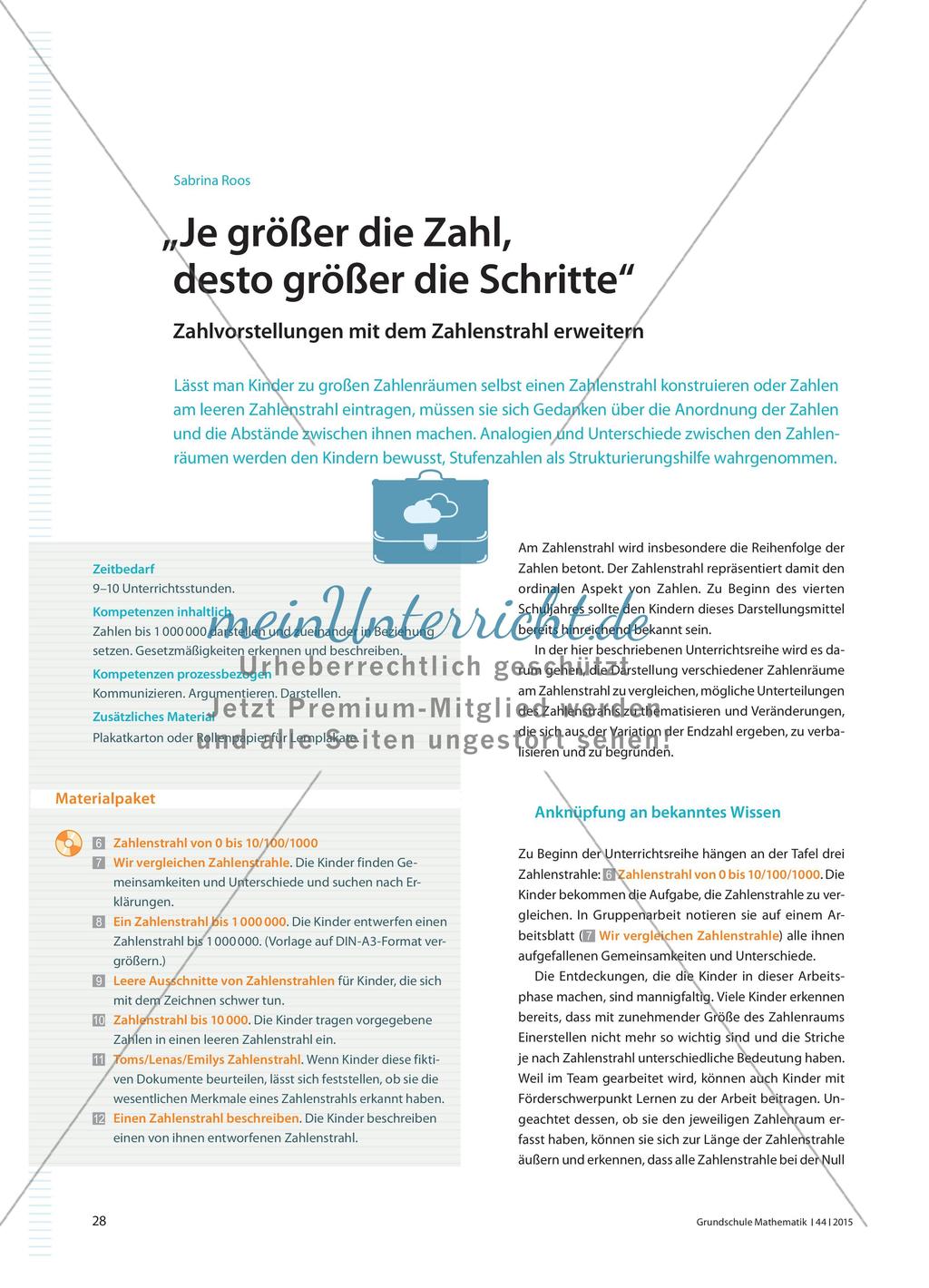 „Je größer die Zahl, desto größer die Schritte“ - Zahlvorstellungen mit dem Zahlenstrahl erweitern Preview 1