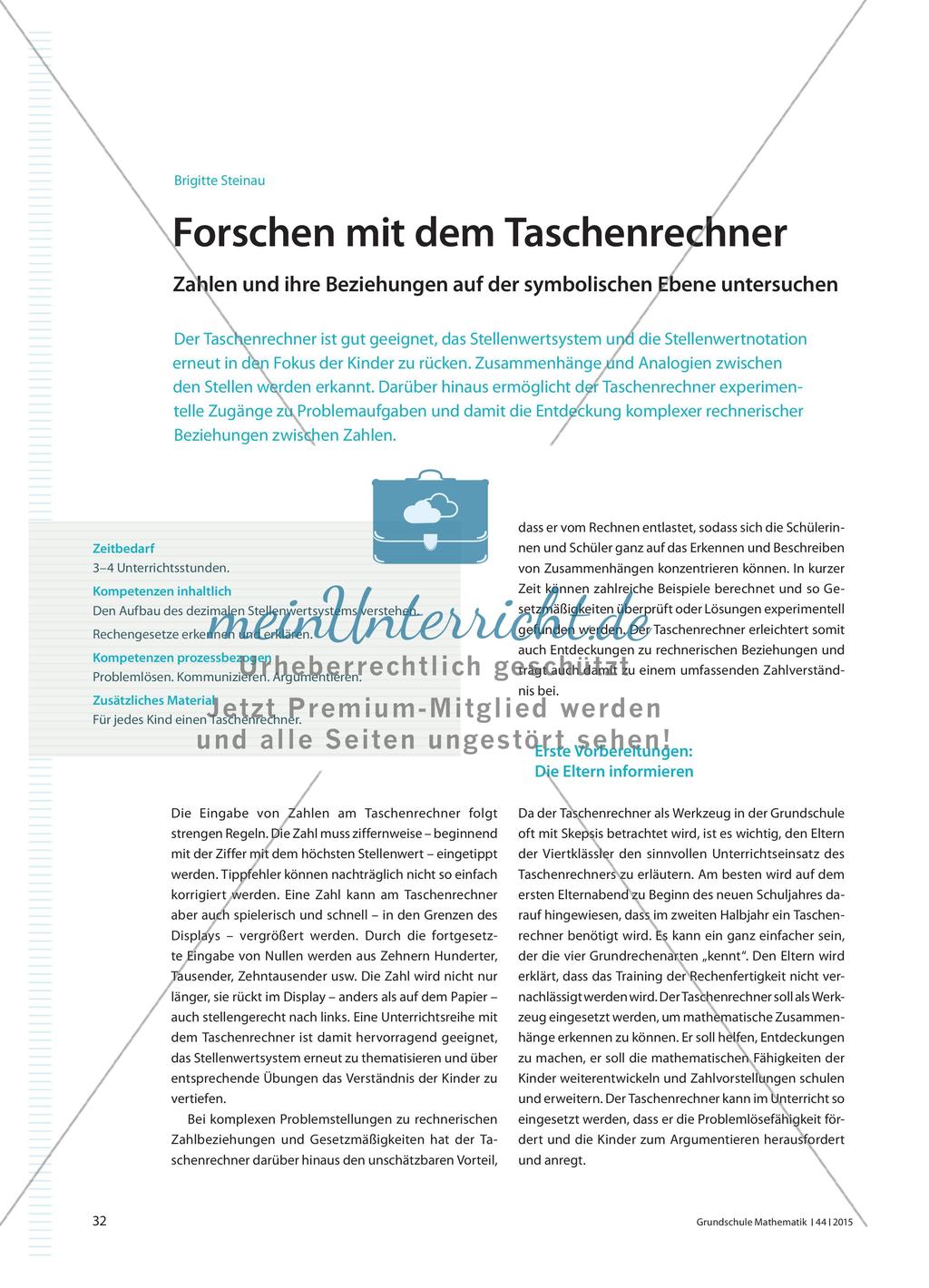 Forschen mit dem Taschenrechner - Zahlen und ihre Beziehungen auf der symbolischen Ebene untersuchen Preview 1