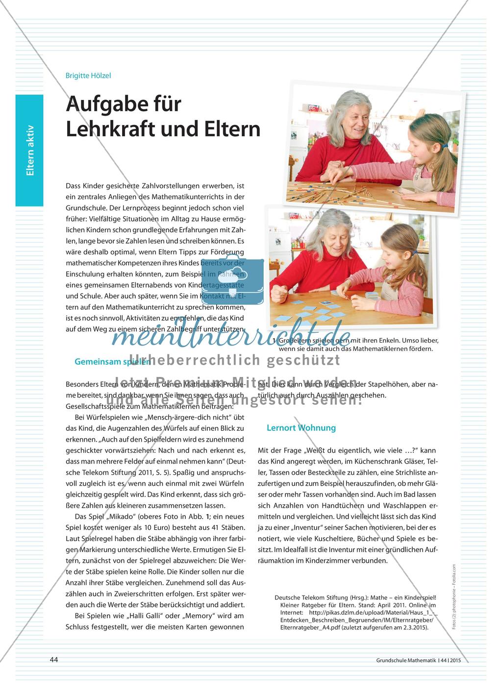 Aufgabe für Lehrkraft und Eltern Preview 1