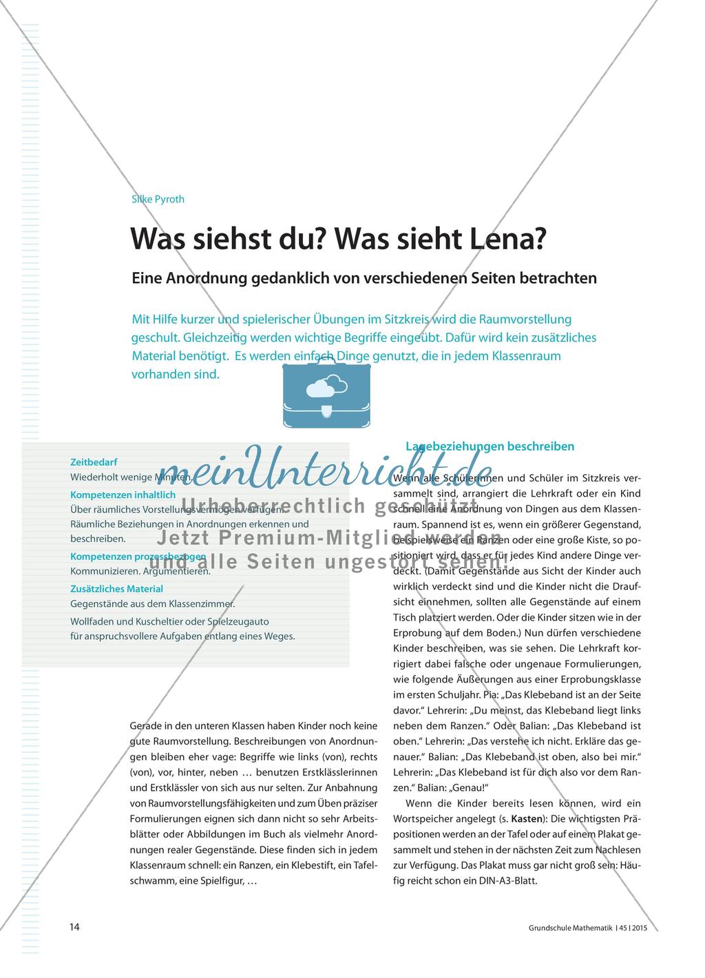 Was siehst du? Was sieht Lena? - Eine Anordnung gedanklich von verschiedenen Seiten betrachten Preview 1