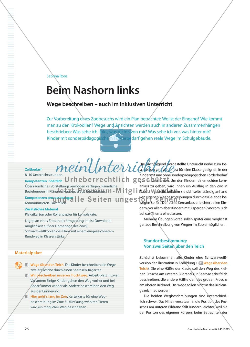 Beim Nashorn links: Wege beschreiben – auch im inklusiven Unterricht Preview 1