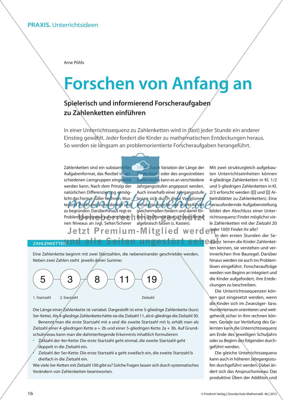 Forschen von Anfang an - Spielerisch und informierend Forscheraufgaben zu Zahlenketten einführen Preview 1
