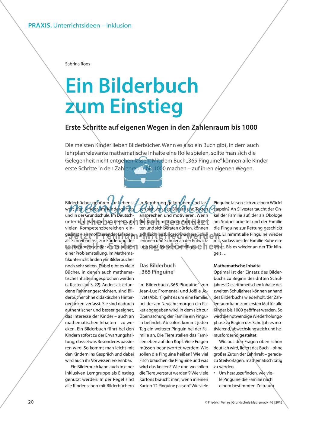 Ein Bilderbuch zum Einstieg - Erste Schritte auf eigenen Wegen in den Zahlenraum bis 1000 Preview 1
