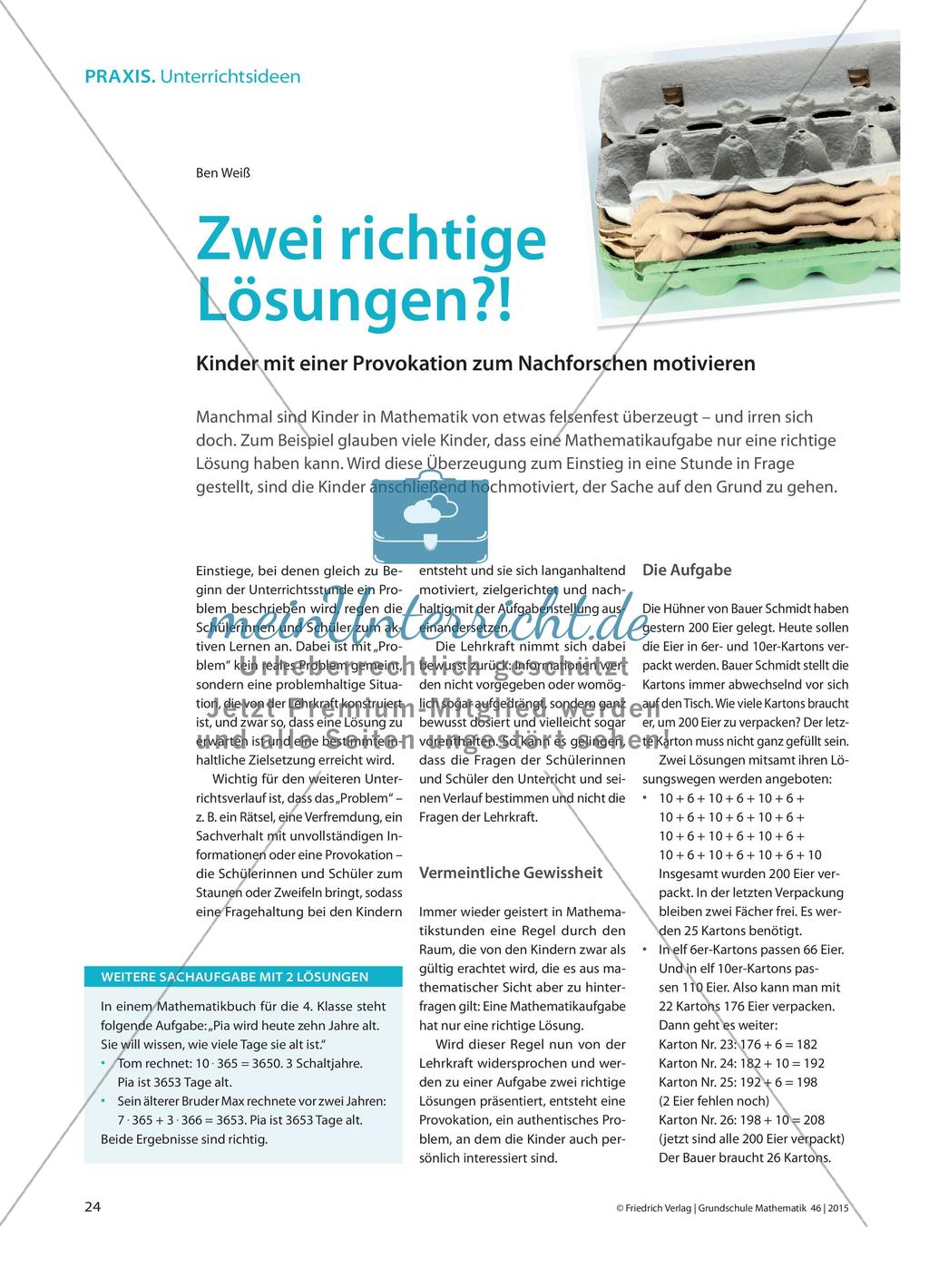 Zwei richtige Lösungen?! - Kinder mit einer Provokation zum Nachforschen motivieren Preview 1