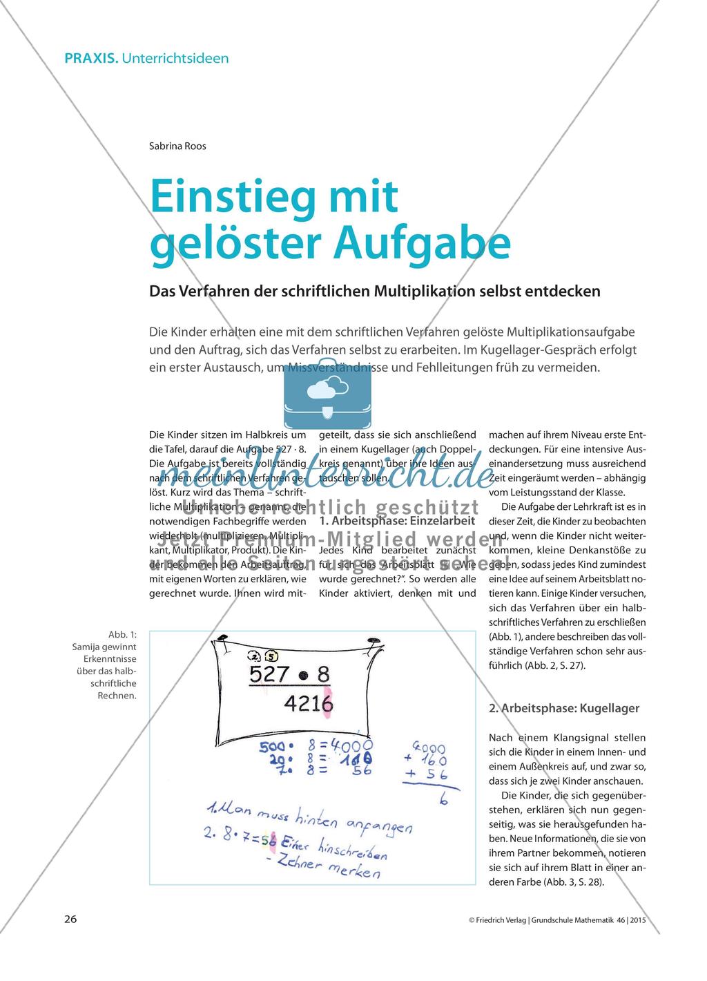 Einstieg mit gelöster Aufgabe - Das Verfahren der schriftlichen Multiplikation selbst entdecken Preview 1