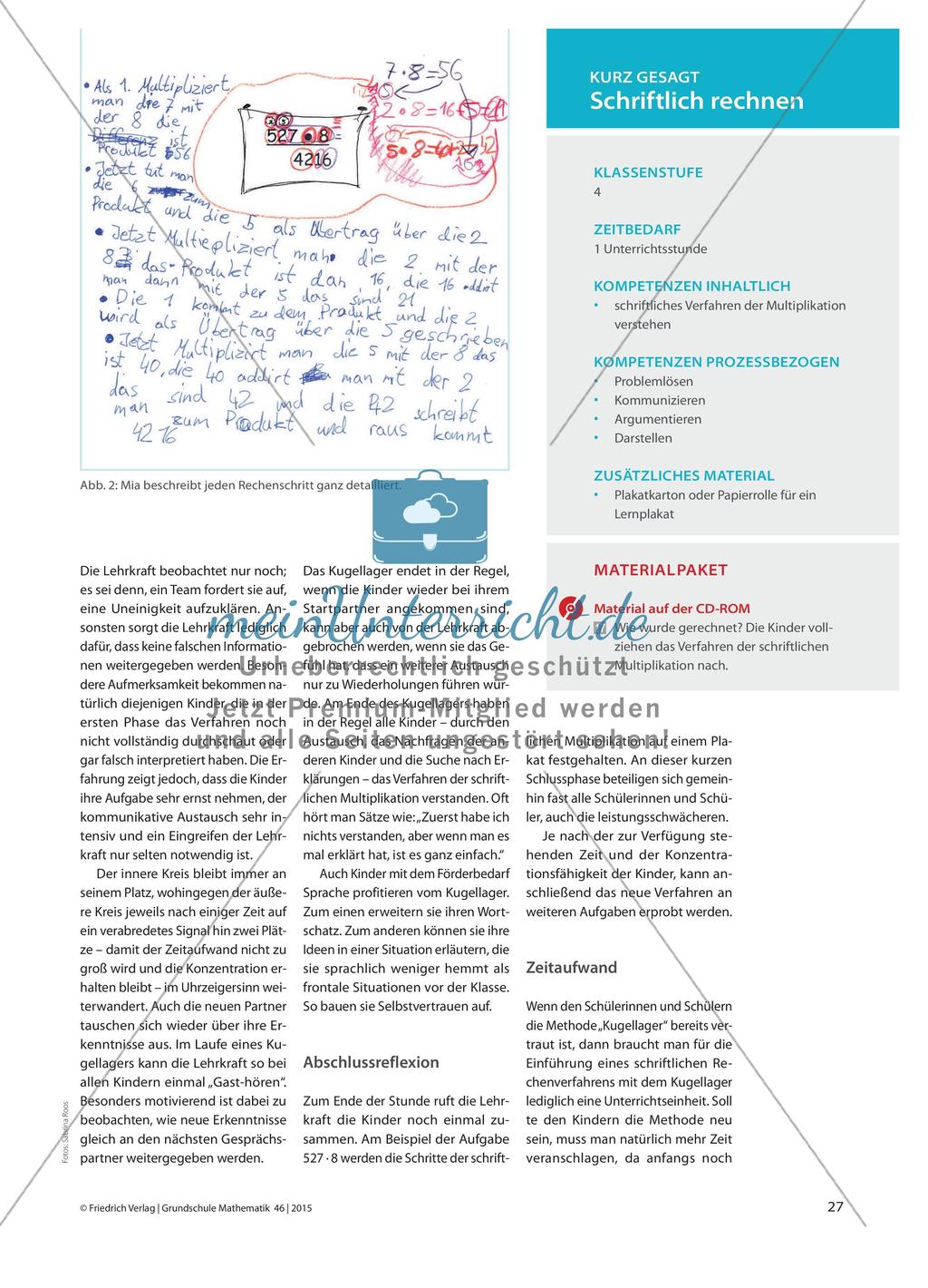Einstieg mit gelöster Aufgabe - Das Verfahren der schriftlichen Multiplikation selbst entdecken Preview 2