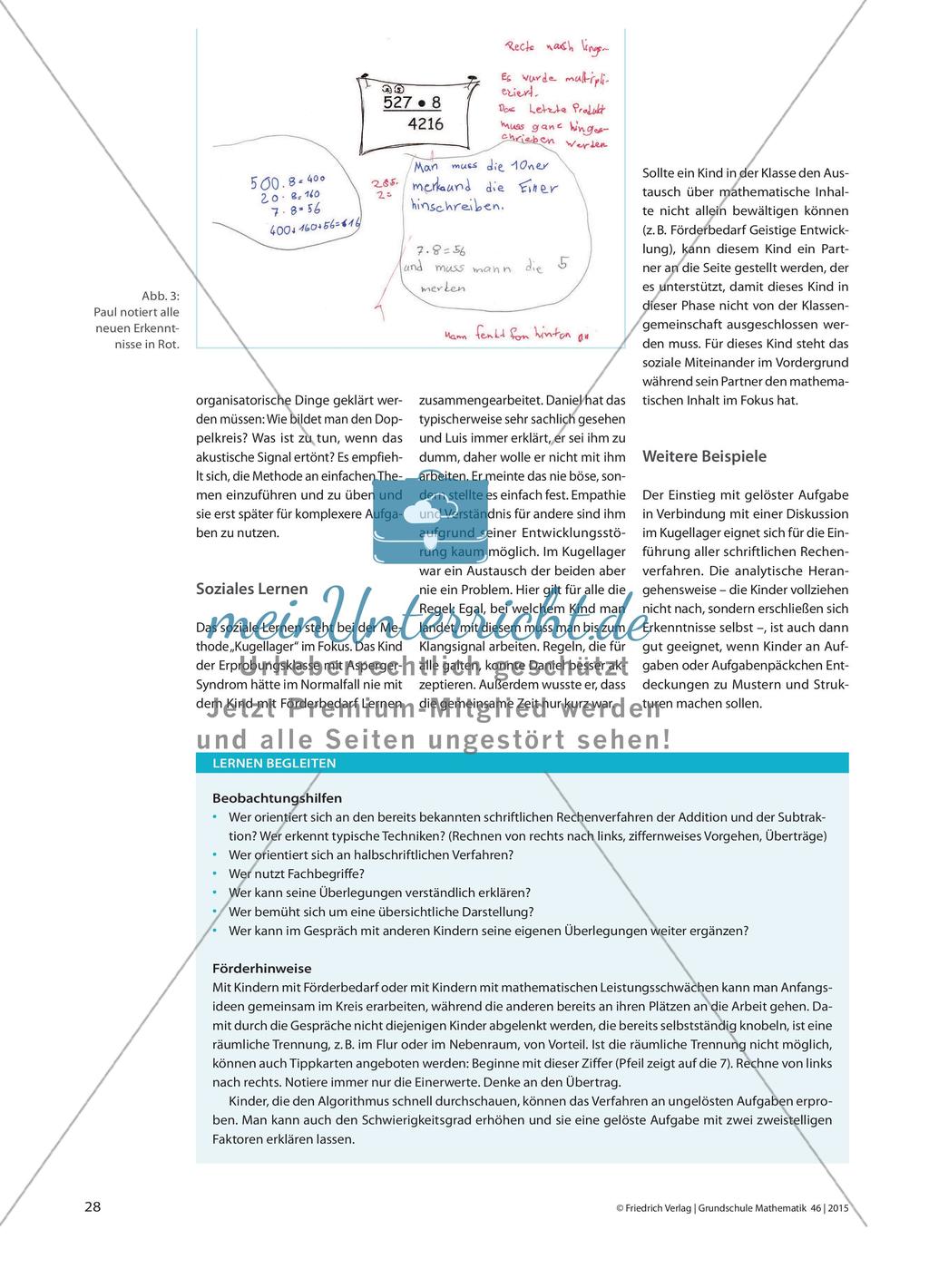 Einstieg mit gelöster Aufgabe - Das Verfahren der schriftlichen Multiplikation selbst entdecken Preview 3