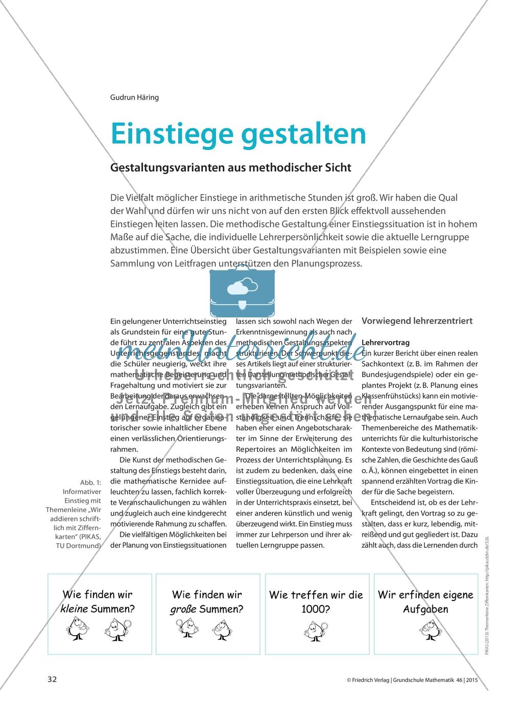 Einstiege gestalten - Gestaltungsvarianten aus methodischer Sicht Preview 1