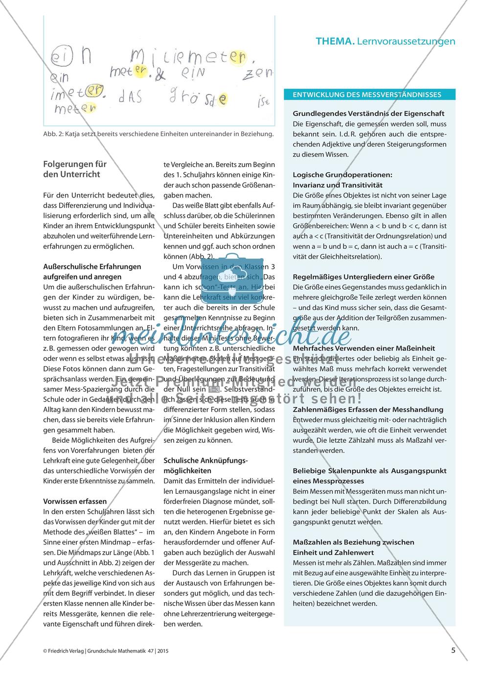 „Mit einem Lineal kann man messen“ - Lernvoraussetzungen mit dem weißen Blatt und Mini-Tests erheben Preview 2