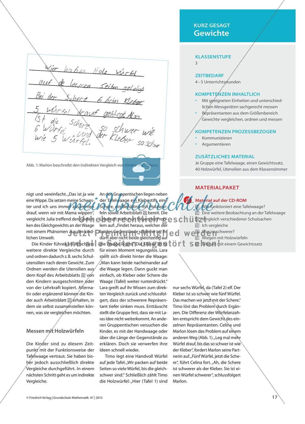 „Warum stehen denn keine Zahlen auf der Waage?“ - Das Messverständnis im Größenbereich „Gewichte“ entwickeln Preview 2