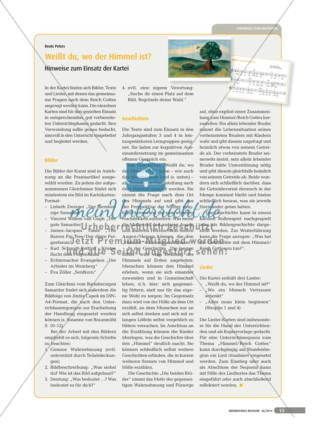 Weißt du, wo der Himmel ist? - Hinweise zum Einsatz der Kartei Preview 1