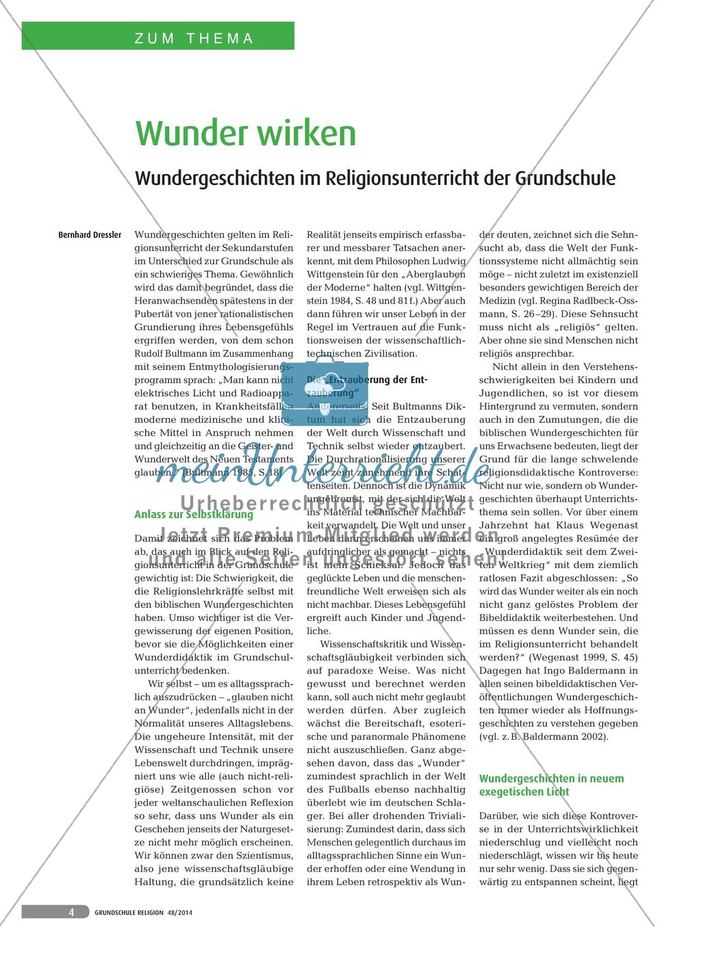 Wunder wirken - Wundergeschichten im Religionsunterricht der Grundschule Preview 1