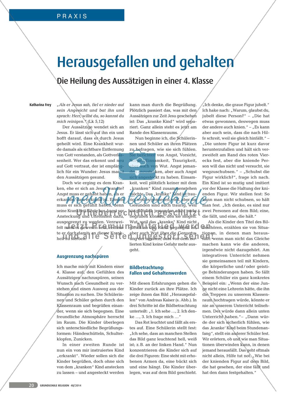 Herausgefallen und gehalten - Die Heilung des Aussätzigen in einer 4. Klasse Preview 1