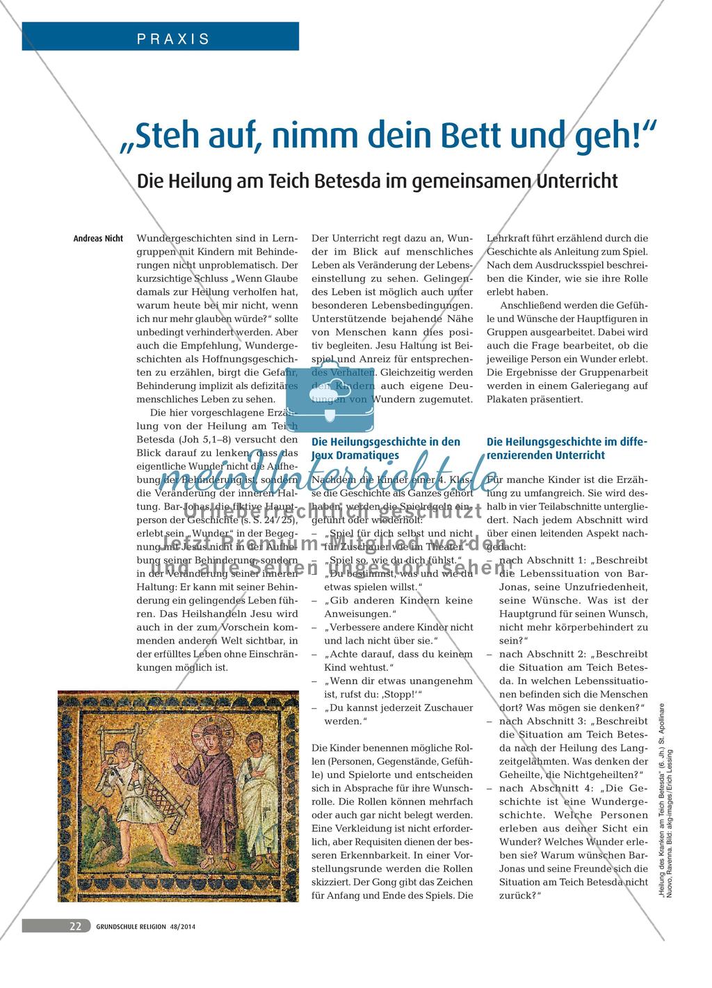 „Steh auf, nimm dein Bett und geh!“ - Die Heilung am Teich Betesda im gemeinsamen Unterricht Preview 1