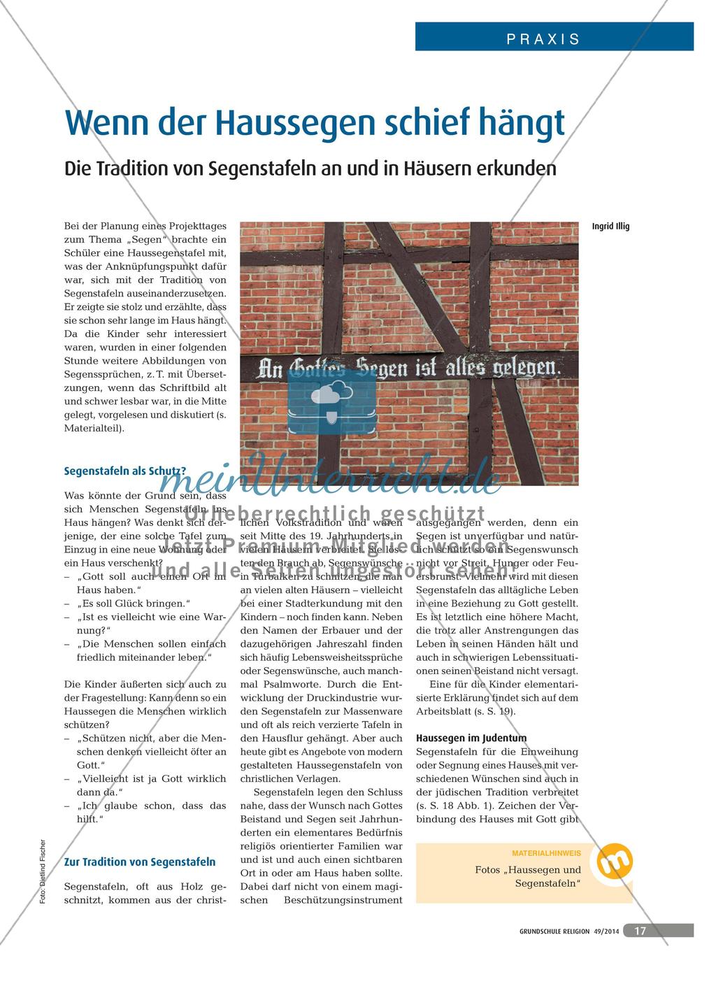 Haussegen: Tradition von Segenstafeln Preview 1