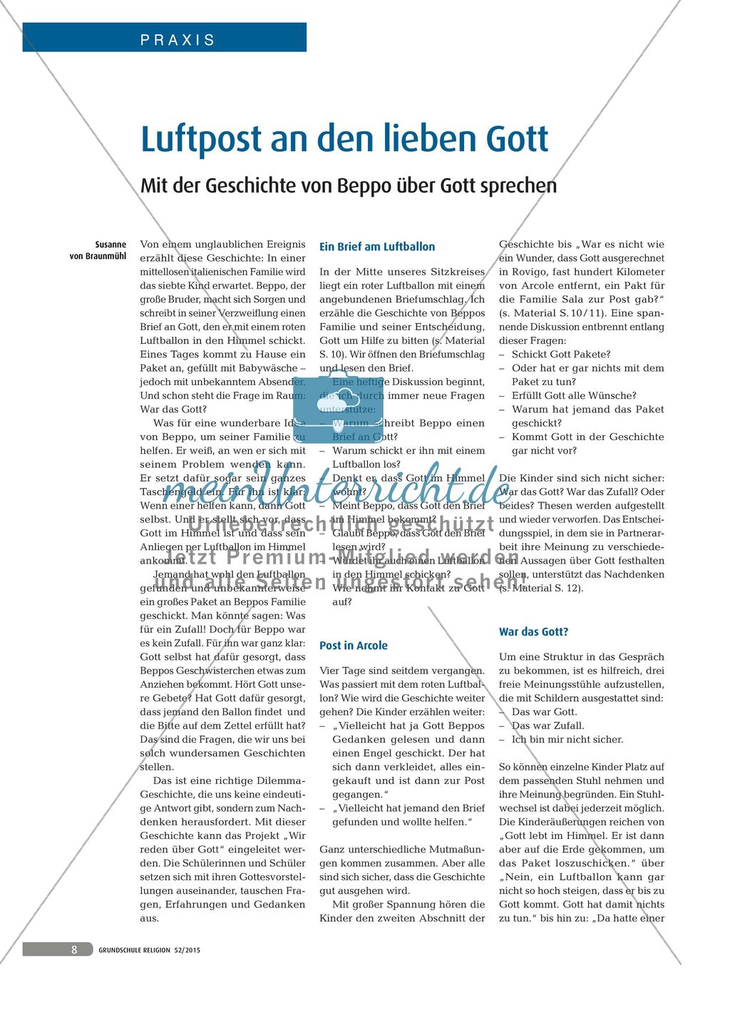Luftpost an den lieben Gott - Mit der Geschichte von Beppo über Gott sprechen Preview 1