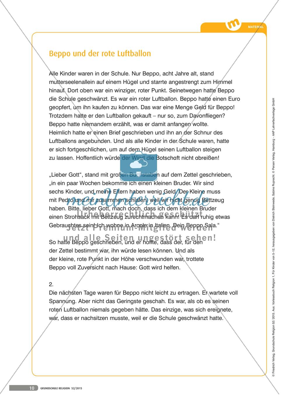 Luftpost an den lieben Gott - Mit der Geschichte von Beppo über Gott sprechen Preview 3