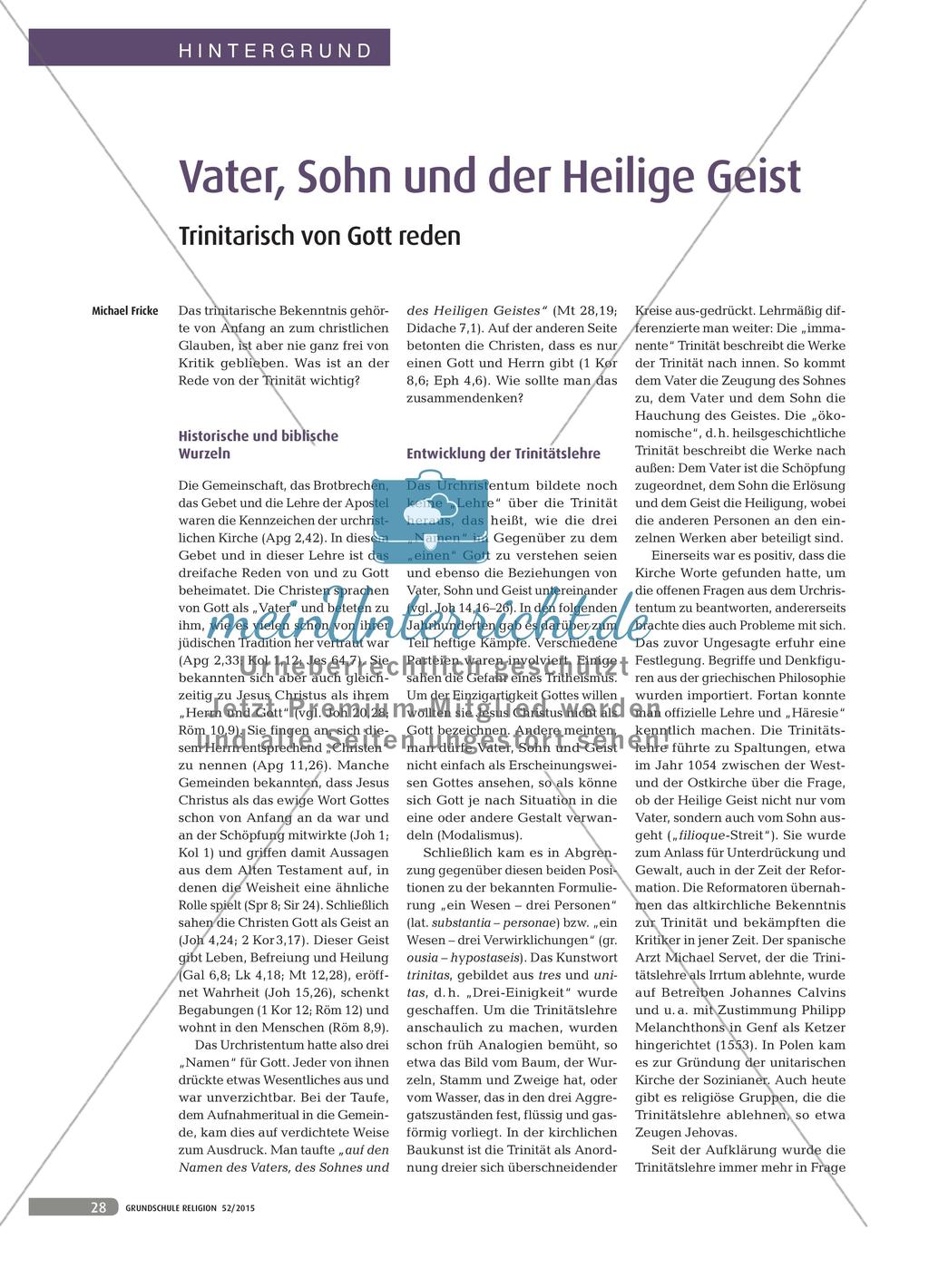 Vater, Sohn und der Heilige Geist - Trinitarisch von Gott reden Preview 1