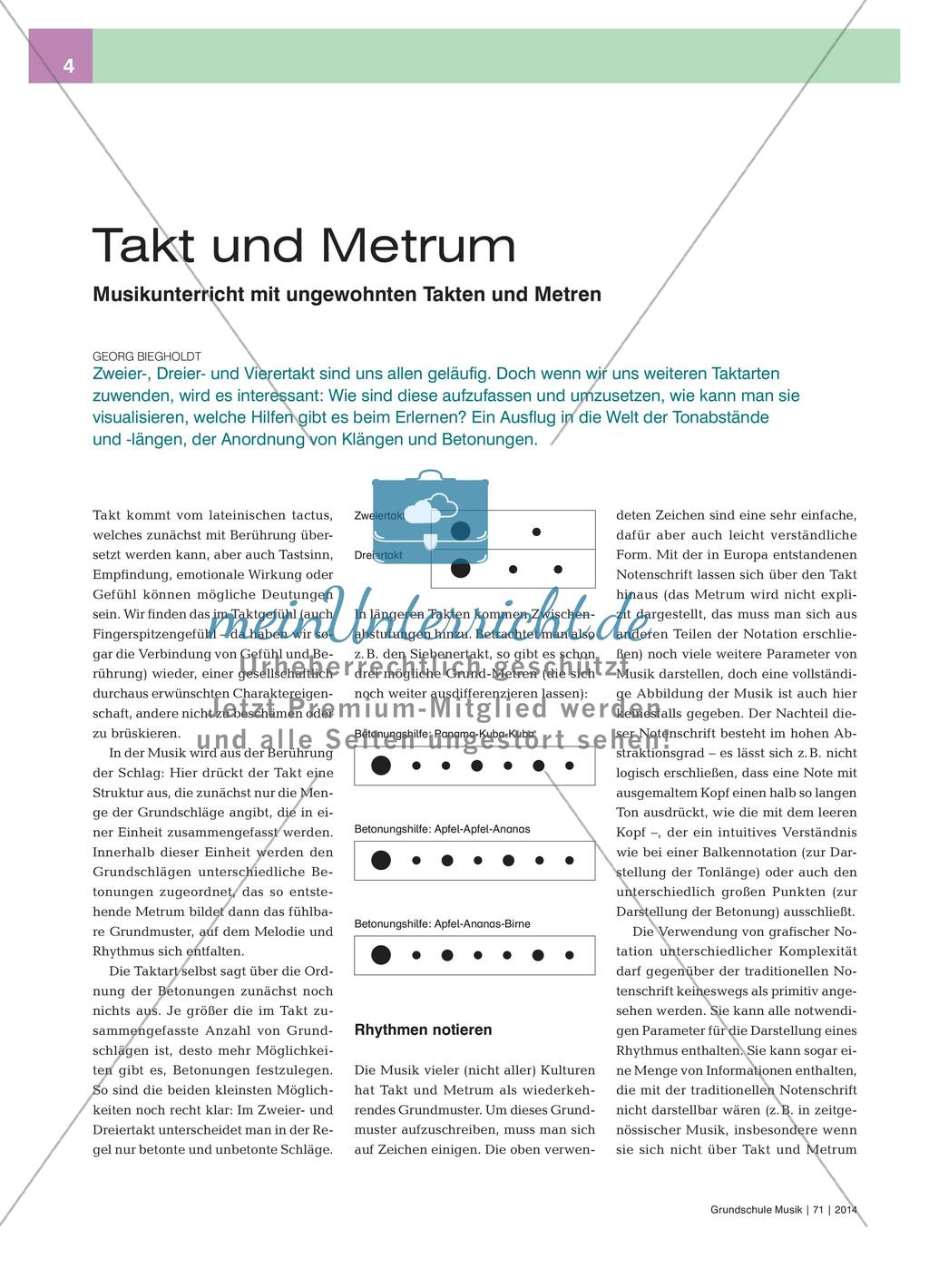 Takt und Metrum - Musikunterricht mit ungewohnten Takten und Metren Preview 1