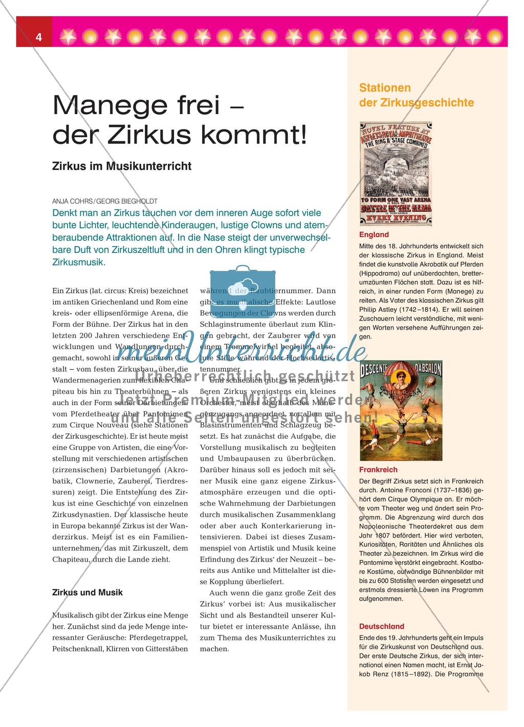 Manege frei − der Zirkus kommt!: Zirkus im Musikunterricht Preview 1