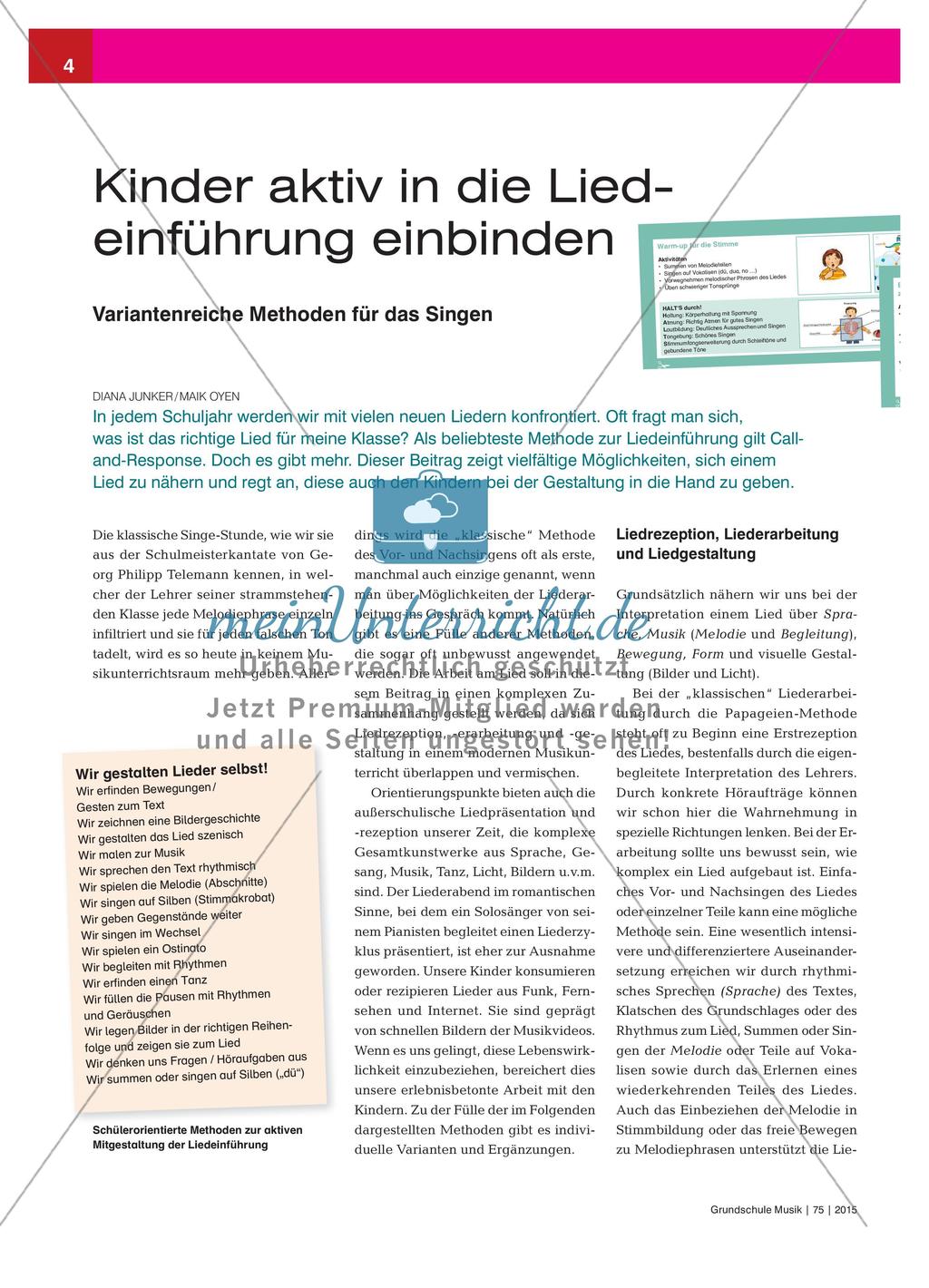 Variantenreiche Methoden für das Singen des Jahreszeitenliedes Preview 1
