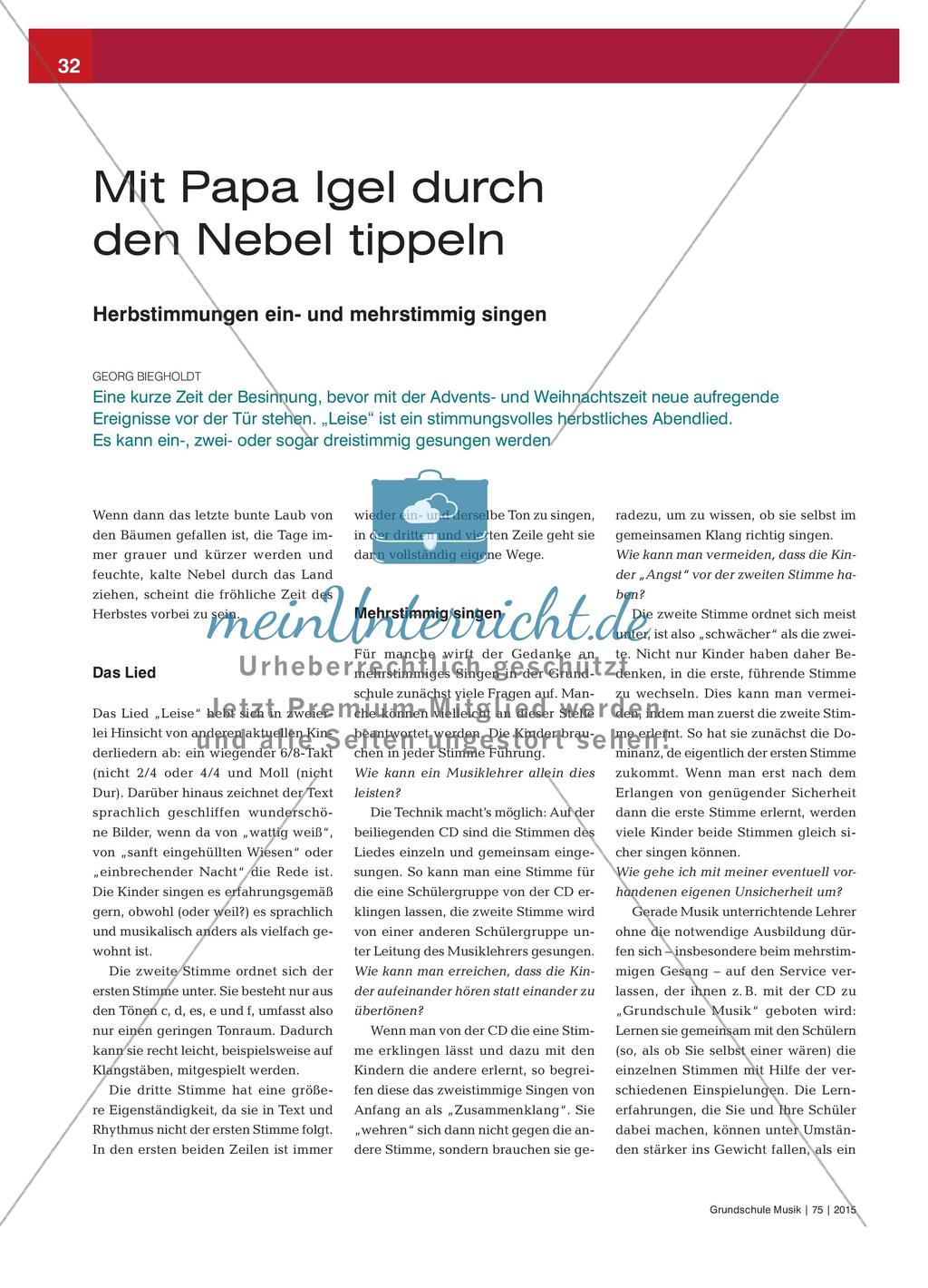 Ein- und mehrstimmiges Singen von Herbstimmungen Preview 1