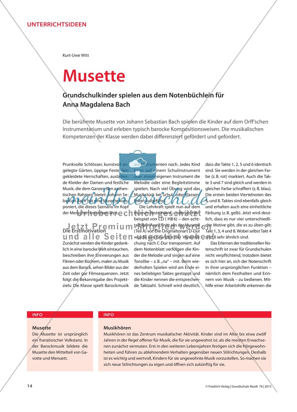 Musette - Grundschulkinder spielen aus dem Notenbüchlein für Anna Magdalena Bach Preview 1