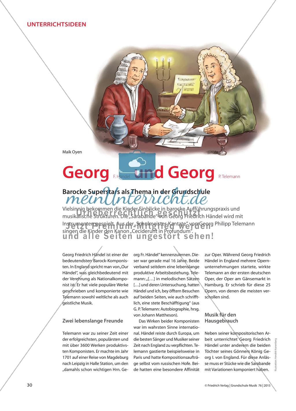 Georg F. Händel und Georg P. Telemann - Barocke Superstars als Thema in der Grundschule Preview 1