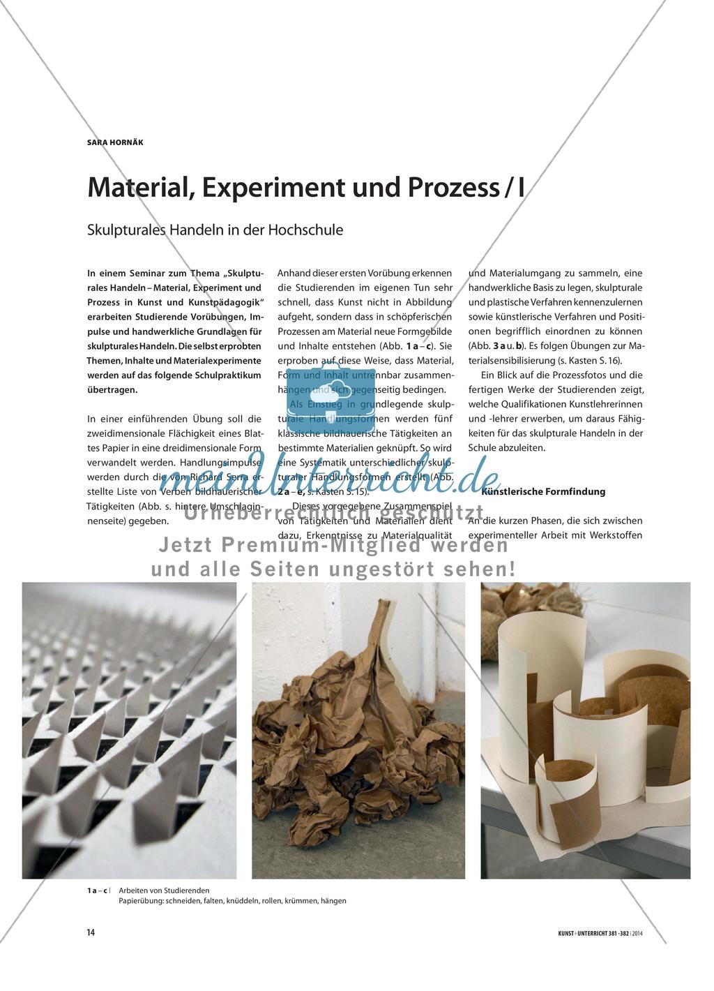 Material, Experiment und Prozess / I - Skulpturales Handeln in der Hochschule Preview 1