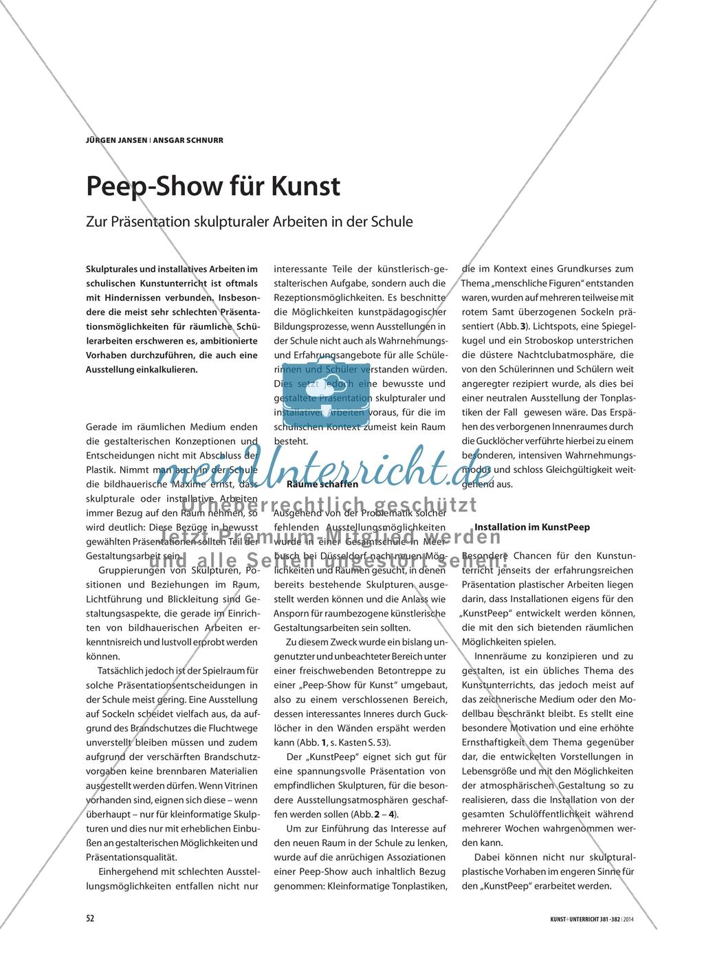 Peep-Show für Kunst - Zur Präsentation skulpturaler Arbeiten in der Schule Preview 1