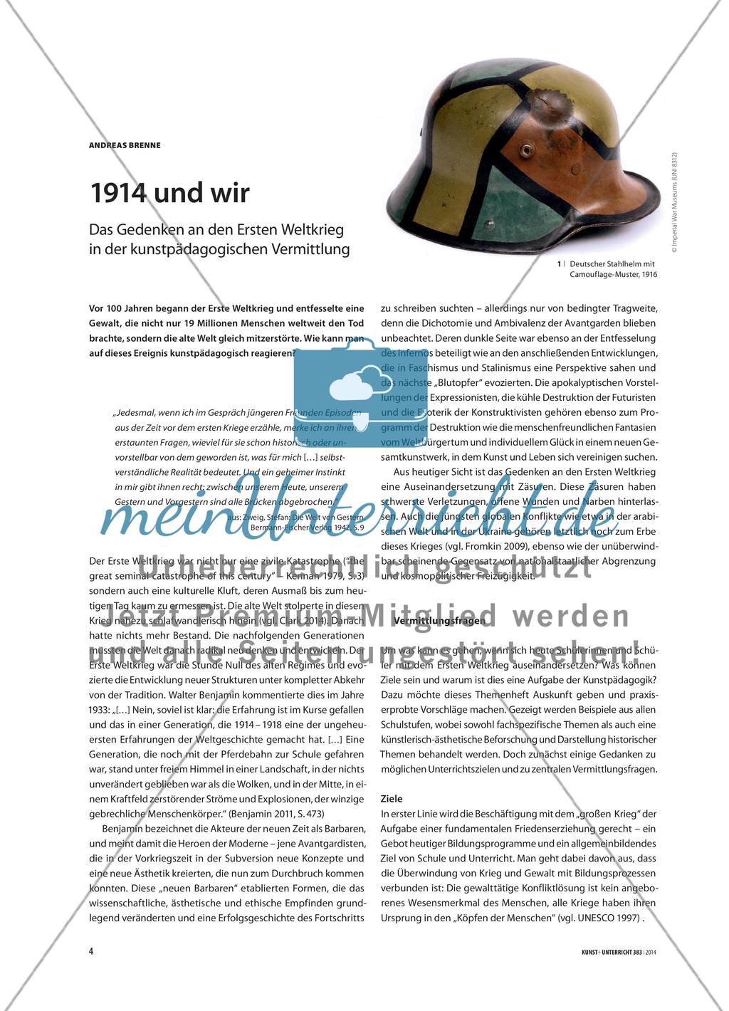 1914 und wir - Das Gedenken an den Ersten Weltkrieg in der kunstpädagogischen Vermittlung Preview 1