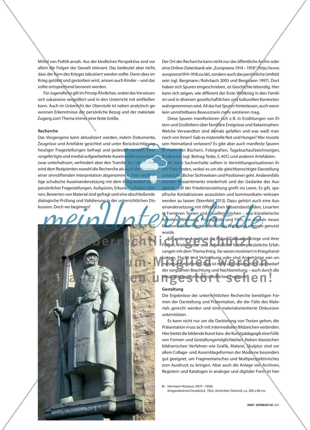 1914 und wir - Das Gedenken an den Ersten Weltkrieg in der kunstpädagogischen Vermittlung Preview 3